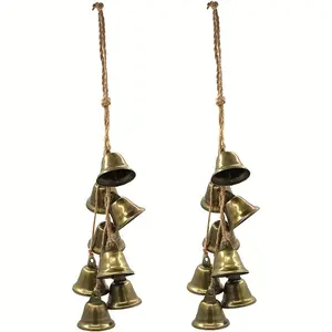 Witch Bells Door Decoration Handmade Magical Wind Chimes for Home Door Handle Pendant Brass Bells with Rope for Unique Home Decor house decor whimsical home decor home decor items teen room decor funky home decor entryway decor girly house accessories