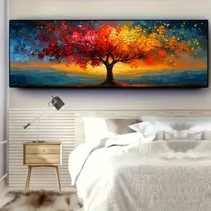 Extra-Large Tree of Life Canvas Art Print - Abstract Wall Decor with Modern Abstract Design and Geometric Patterns, Perfect for Living Room, Bedroom, Kitchen & Bathroom - Contemporary Spring/Summer Style Wall Decoration