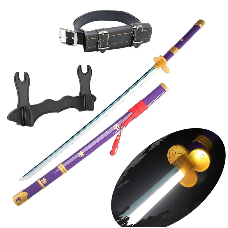 ELERVINO 41 Inches Long Anime Cosplay Katana Sword (Roronoa Zoro Yama Enma) - Plastic Dull Blade, Easy Handling, Black Belt, 1 Holder, 1.1 lb Collectible Toy Sword & Sabre for Ages 12+, Halloween Prop, Katana Swords