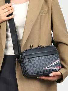 Spring New Men's Geometric Print Shoulder Bag, Stylish Minimalist Crossbody Bag for Phone & Essentials