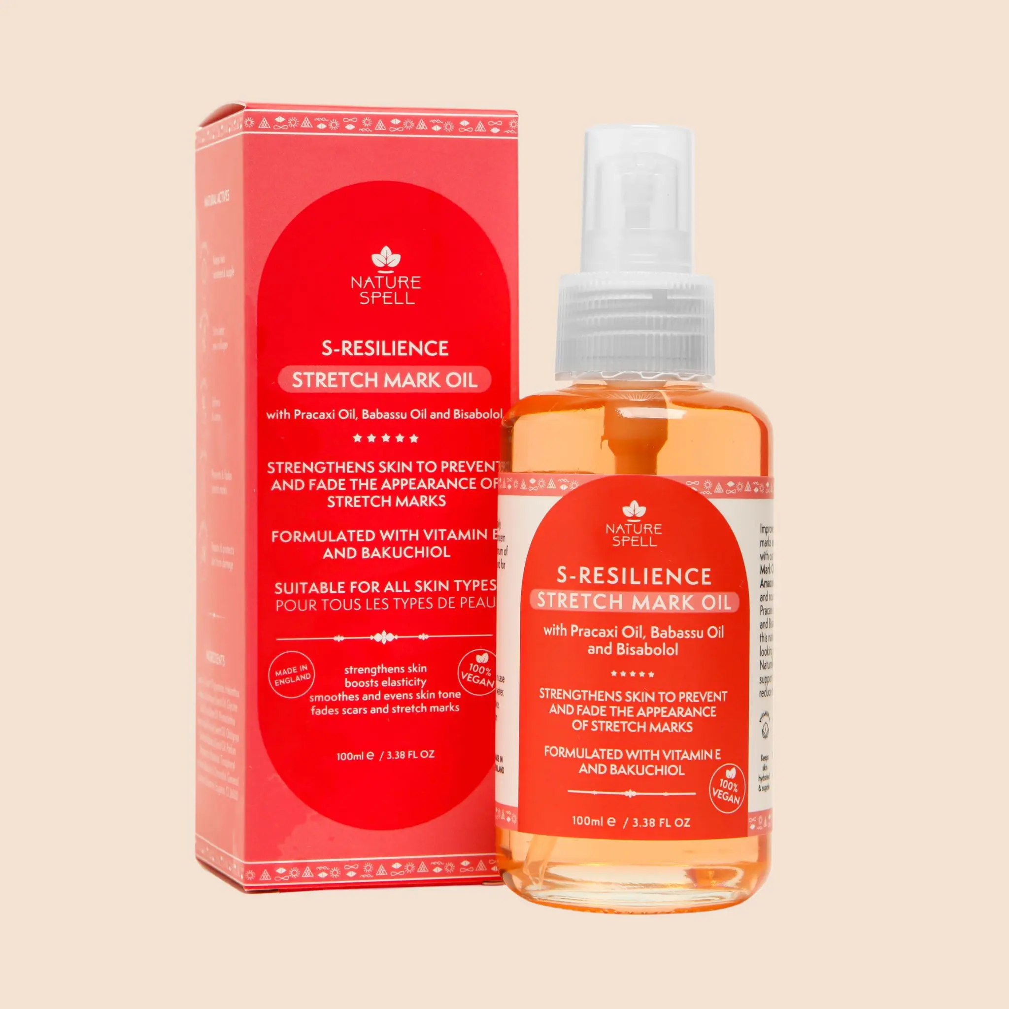 Nature Spell S-Resilience Stretch Marks Oil 3.38 Fl Oz - Body Oil Natural Skin Care Maternity Supplies