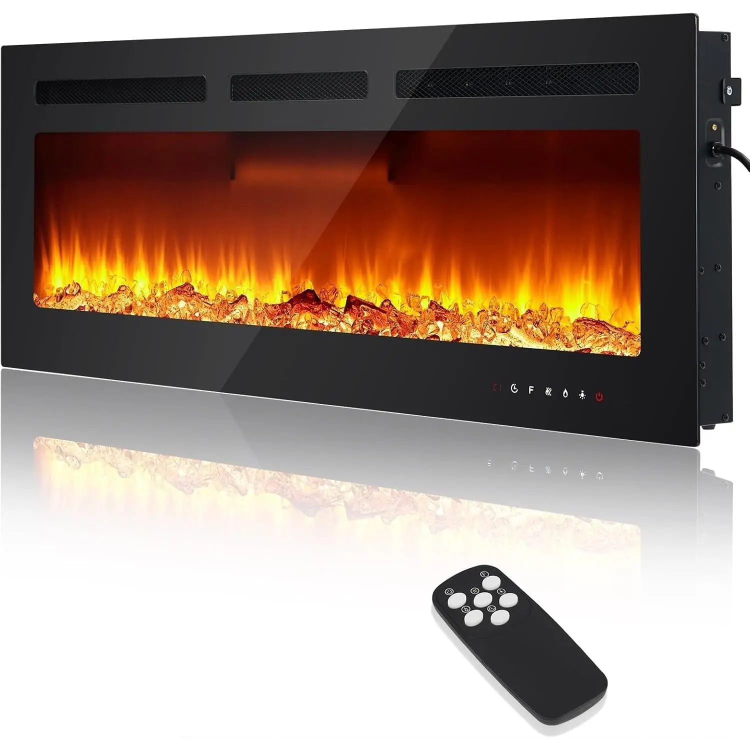 GARVEE 30-Inch Wall Mounted or Recessed Electric Fireplace - 4" Ultra-Slim Profile, 12-Color Realistic Flame, Remote & Touch Control, 1-8H Timer, Easy DIY Install, Polished Finish, Fits 400 Sq Ft Rooms