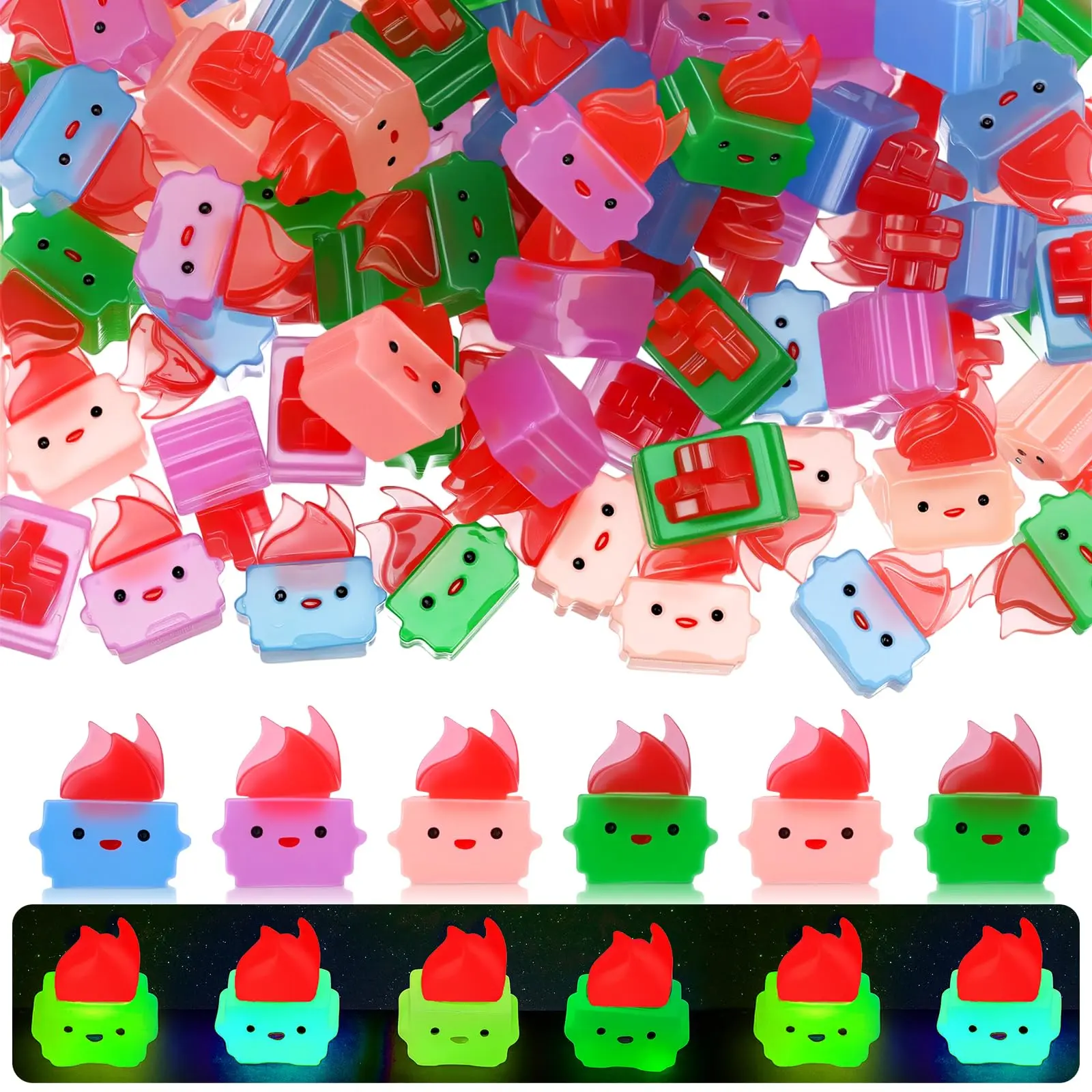 50/100Pcs Mini Luminous Dumpster Fire Ornaments Humorous Nurse Teacher Appreciation Gifts, Glow in Dark Resin Figure Anxiety Relief Emotional Support Gift for Employee IT Administrative Service Industry Workers Desk Office Home Decoration