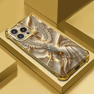 Prayer Cross Pattern, Gold Electroplated Four-Corner Shockproof Phone Case, Suitable for iPhone 17/16/15/14/13/12/11 Plus Pro Pro Max, Fashionable and Noble, Ideal for Gifting