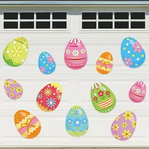 16pcs Easter Eggs Magnet Stickers | Pastel Color Garage Door and Refrigerator Decals for Party, Home, and Car Decor, Rubber Material, Non-Electric