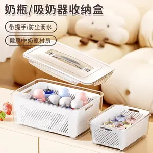 Baby bottle storage box with drying rack, dust-proof cover, and storage cabinet for baby food utensils and tools