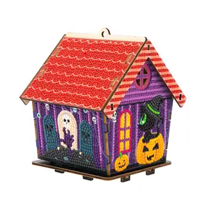 Halloween Diamond Painting House Block: DIY It & Display on Your Desk—Total Bling Spooky Vibes