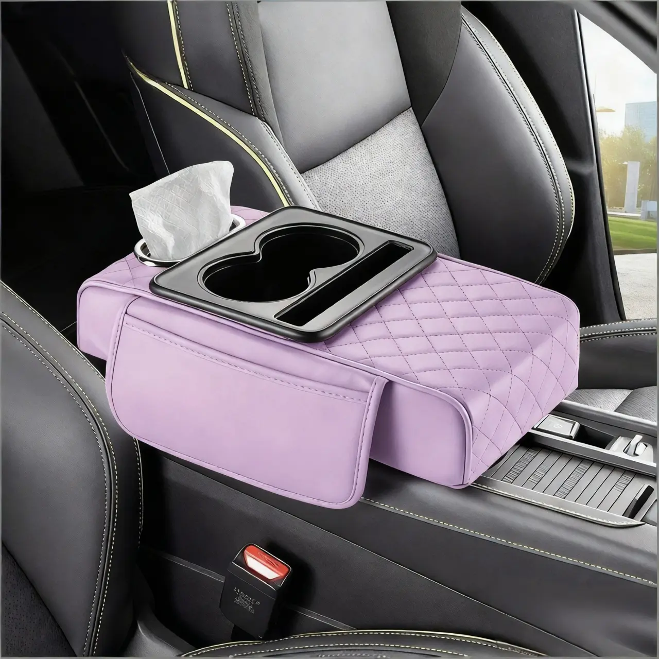 Car tissue box, armrest box, height increasing pad, car center high-end armrest box, storage bag, cup holder, Four-In-One,automotive goods Car Organization Supplies Car Organization Accessories Car Interior Organizer Car Essentials