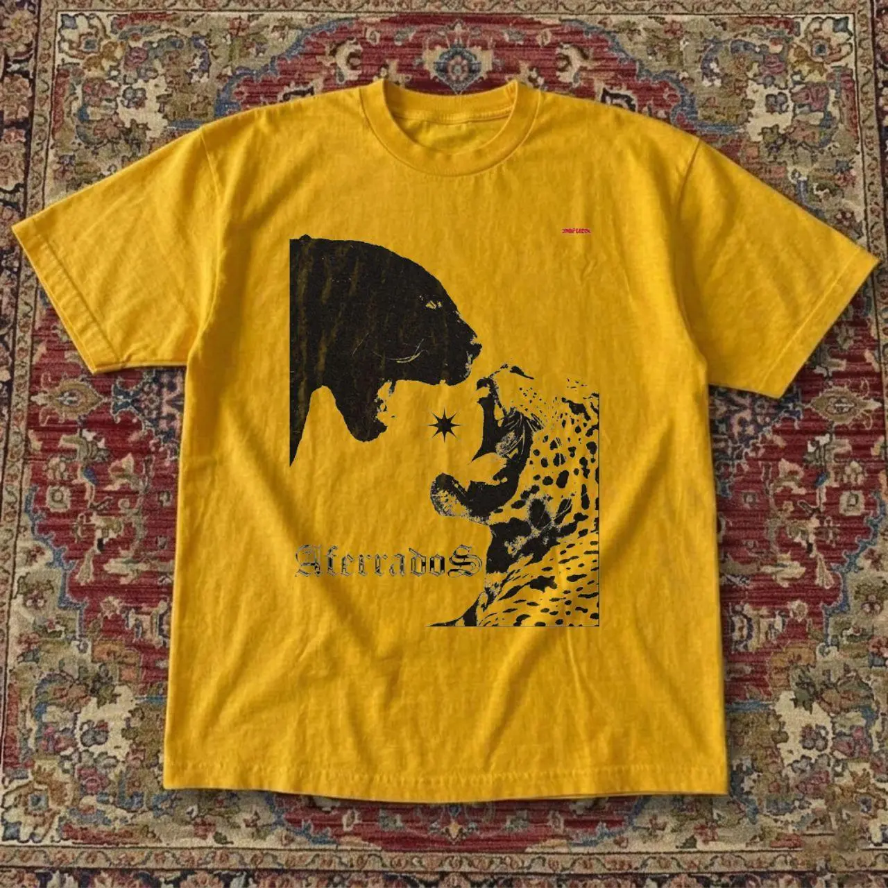Panther vs Leopard Graphic T-Shirt | Vintage Y2K Aferrados Mustard Streetwear Gothic Graphic Tee