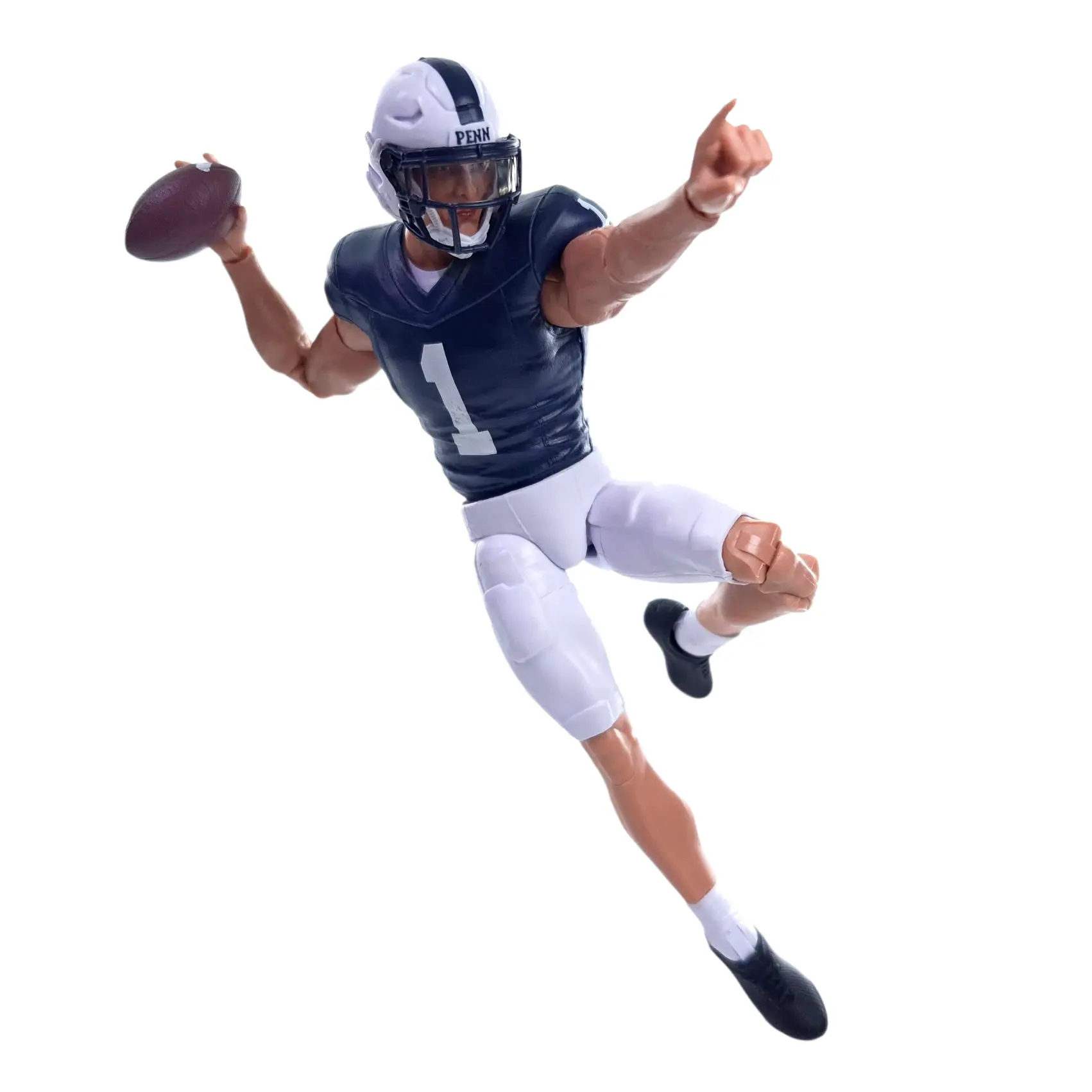 Officially Licensed Penn State University #1 Walk-On Player Detailed Football Action Figure Collectible - Full Articulation, Lightweight, for Nittany Lions Fans, Action Figures