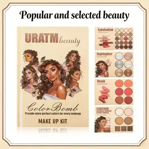 URATM Beauty 43-Color Book-Style Folding Makeup Palette - Alcohol-Free, Matte Contour, Blush, Pearlescent Glitter Highlighter, Multi-Functional Valentine's Day Gift