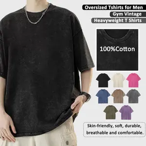 Oversized T-Shirts Men&Women Unisex Heavyweight Cotton Loose-Fit Underwear Basic Mineral Wash Oversized Top Streetwear Baggy Grunge Clothes Casual