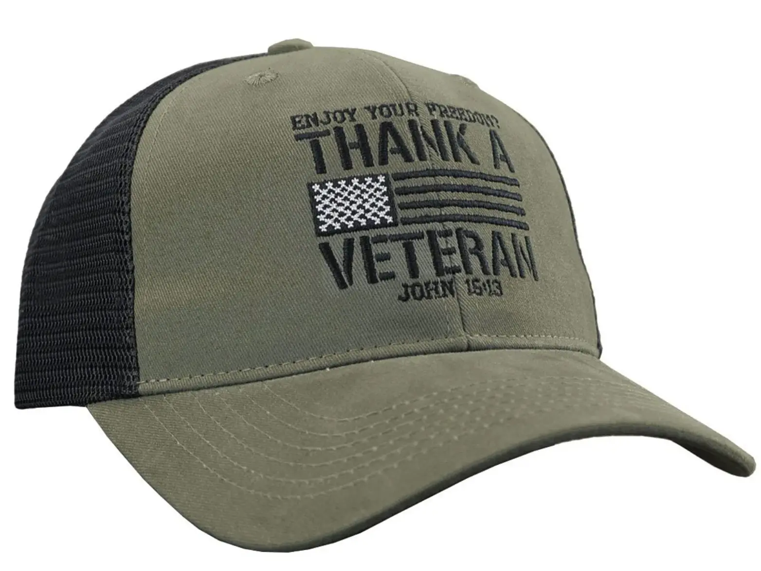 HOLD FAST Mens Cap Thank A Veteran Flag, Snapback Cap, Patriotic, Cotton-Mesh, Powerful Gift For Veterans, Custom-Branded Seam Tape