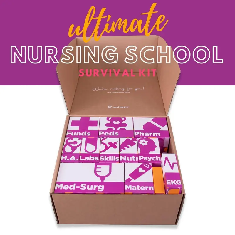 Level Up RN Nursing School Ultimate Survival Kit - 1918 Key Cards, Flashcards for Studying, ATI/HESI Ready Textbook Accessory, Effective Learning Memory Tool, Focus on Important Information On-the-Go Box