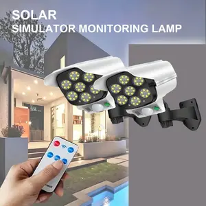 2PC 1:1 Fake Security Camera Light ️ Solar Powered | Motion Sensor & Remote Control | IP65 Waterproof | LED Deterrent Light for Home/Garden Durable Plastic Rechargeable