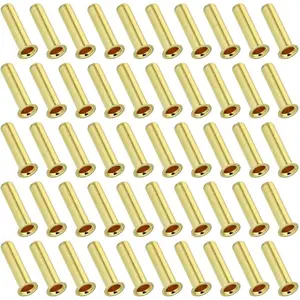 50pcs 1/4" Tube ID Brass Compression Fitting, 4mm Tube OD Brass Compression Insert Tube Support Compression Sleeve Fitting