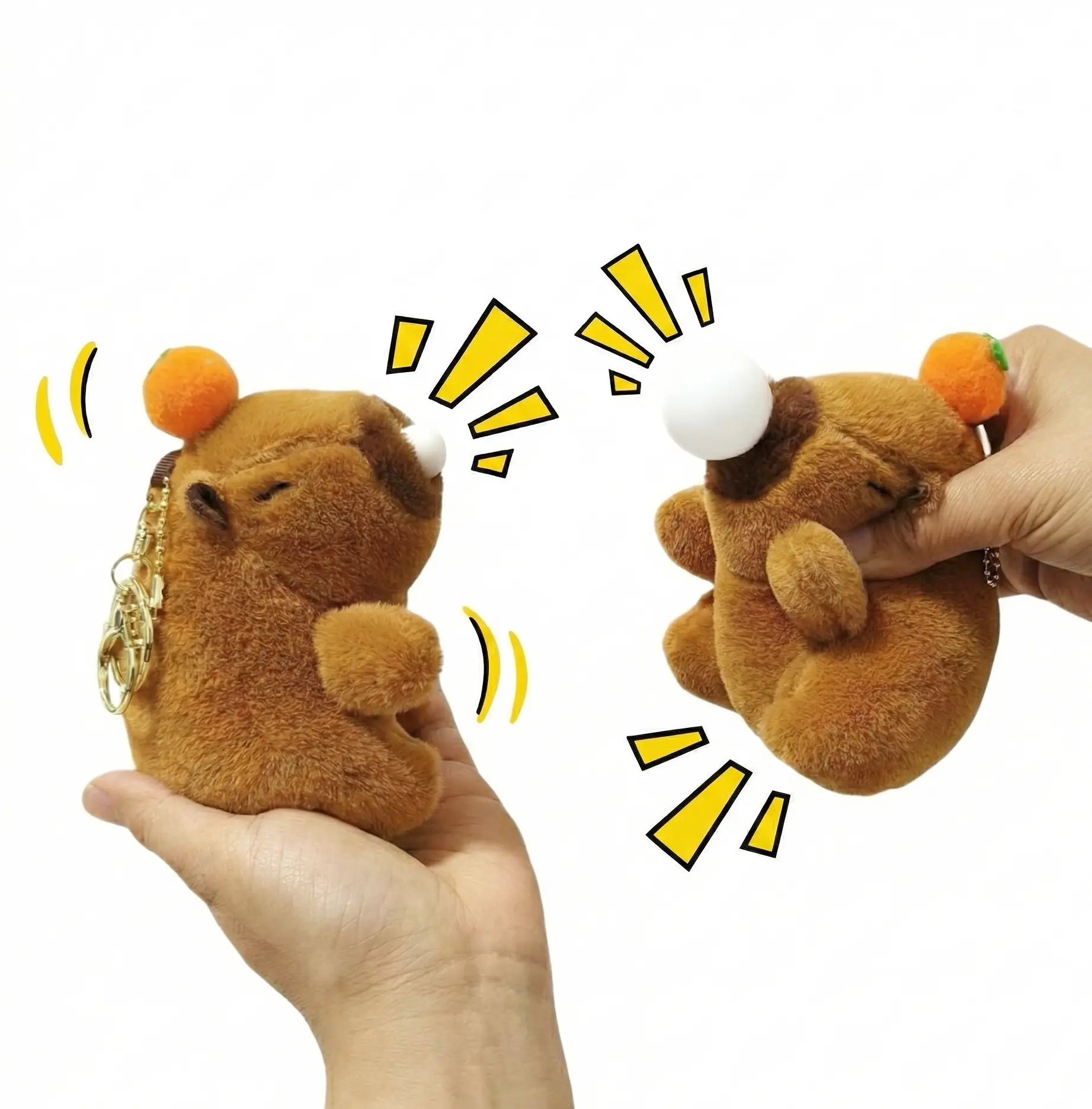 Shake Sound Capybara Keychain. Funny Pop-Out Bubble Fidget Toy Squeeze Plush Animal. Soft Bag Charm for Backpack. Cute Stress Relief Birthday Gag Gift Graduation Present Summer Camp Party Favor Kids Gen Z.