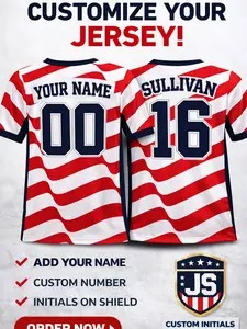 2026 Soccer Fan Custom Jersey – Personalized Name & Number Red White Blue Quick-Dry Shirt