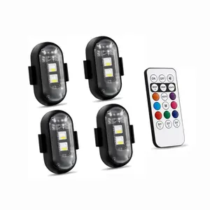 4PCS Wireless RGB LED Strobe Lights - USB Rechargeable, Waterproof, Remote-Controlled Automotive Motorcycle Exterior Warning Lights for Outdoor Use