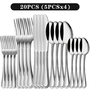 Stainless Steel Flatware Cutlery Set, 20/22/40/60/72pcs for 4/8/12, Silvery/Black/Golden, for Home Kitchen Restaurant Hotel, Affordable Utensils Set, Mirror Polished, Dishwasher Safe, Perfect for Gifts Weddings Outdoor Camping.Local Warehouse