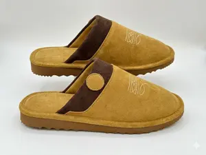 All Season Western Cowboy Boot Stitch Slippers with Square Toe Suede Leather House Shoes for Men & Women Indoor/Outdoor