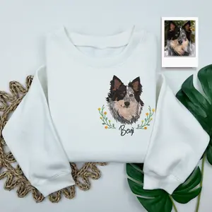 Custom Dog Face Embroidered Sweatshirt, Custom Embroidered Pet Sweatshirt, Pet Memorial Gifts, Personalized Gift For Mom, Gift for Dog Owner