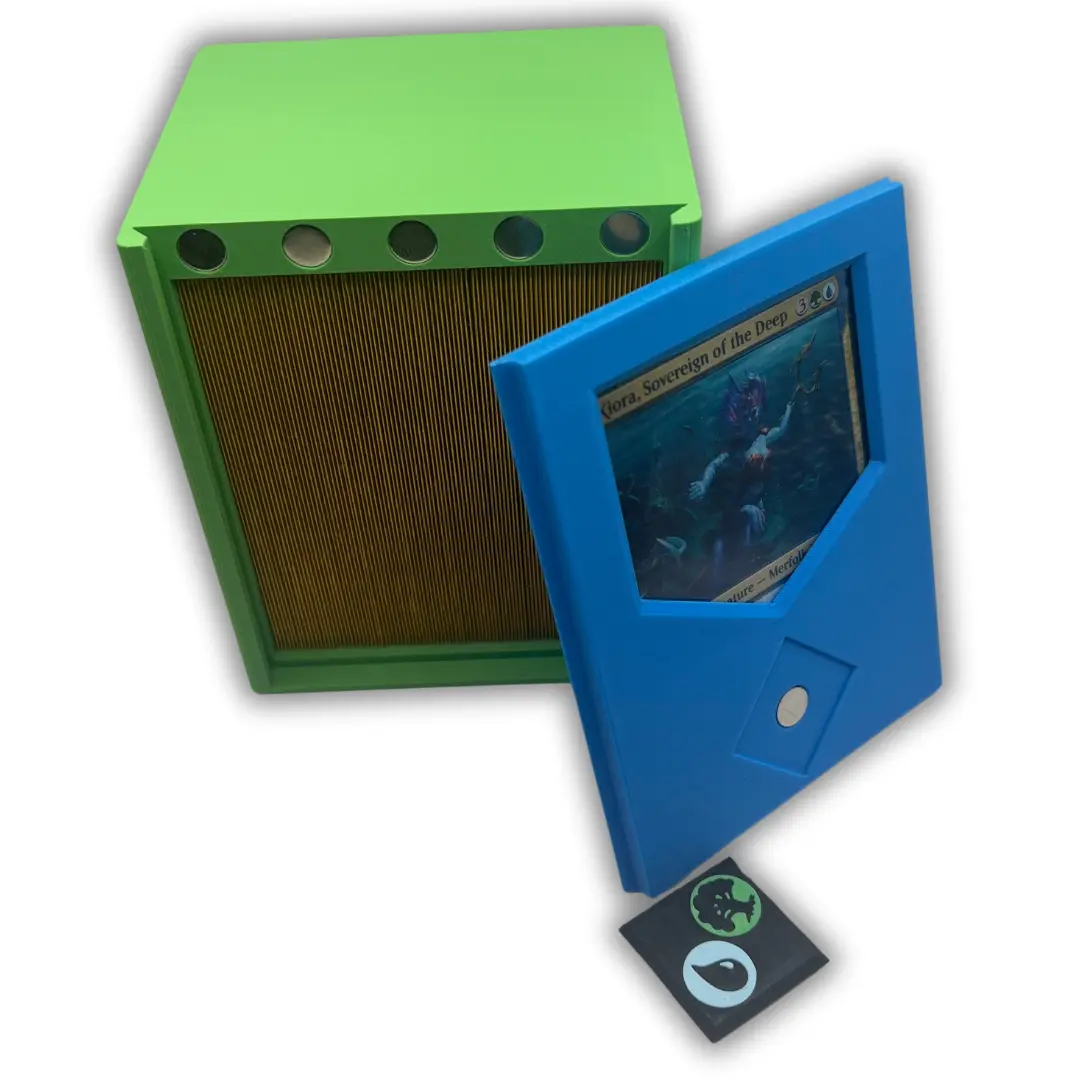 CommandView Top Loader: 3D Printed Magnetic MTG Commander Deck Box with Magnetic Badge