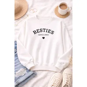 Custom Year Besties Sweatshirt, Personalized Best Friend Gift, Matching BFF Crewneck, Embroidered Friendship Sweatshirt, Custom Year Gift