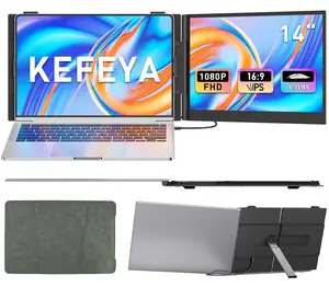 KEFEYA Laptop Screen Extender, 14" FHD 1080P Portable Monitor for Laptops, 0.19" Ultra-Thin Ultra-Slim Laptop Monitor Display Extender for 13-17" with USB-C/HDMI Port, Plug n Play for Windows/Mac/Android/Switch/PS5 summerwins
