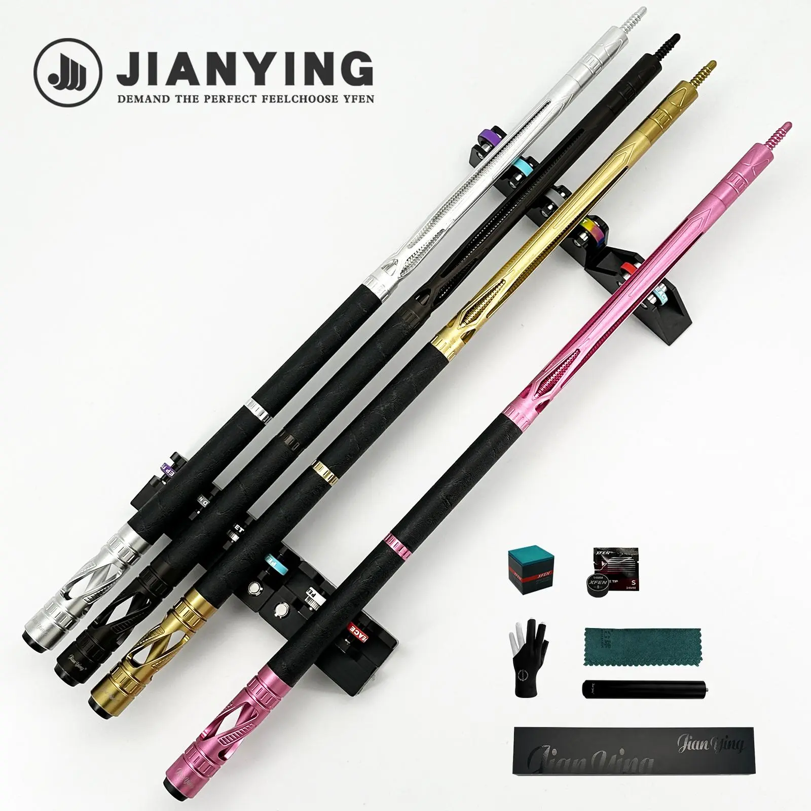 JIAN YING Professional Carbon Fiber Pool Cue Stick, 58" Low Deflection Billiard Cue with 11.8mm Multi-Layer Tip, 3/8×8