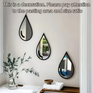 3-Piece Wall Mirror Stickers, Strong Adhesive Acrylic Design, Water Drop Art Decorative Mirrors for Living Room & Bathroom, Bedroom Decor