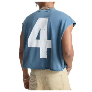Number Graphic Short Cap Sleeve Tank Tops Summer Crew Neck Baggy Workout Muscle T-Shirts