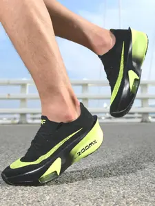 Unisex Sports Shoes High Elastic Flyknit Breathable Mesh Upper Comfortable Inner Lining Non-Slip Rubber Sole Carbon Board Cushion Support Breathable Walking Sneakers