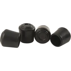 1 1/8" Round Slip-On Rubber Folding Metal Chair Leg Tip Replacement - Protect Surfaces & Dampen Noise, Black, 4 Count (Pack of 1)