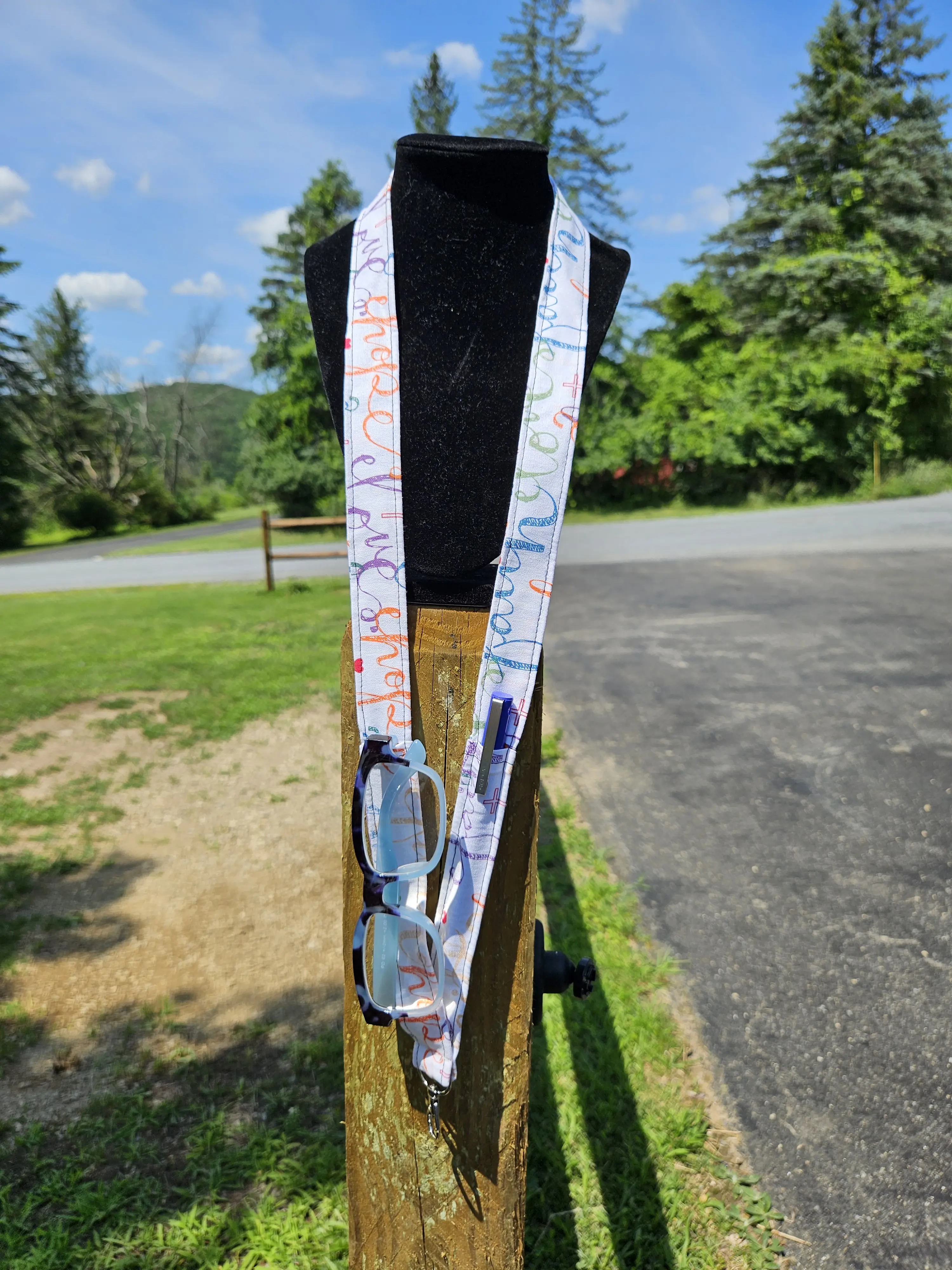 Handmade Safety Lanyard With Pockets | Pen & Glasses Holder | Breakaway Fabric Neck Lanyard | Religious
