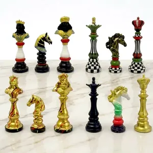 4PCS/SET Modern Resin Chess Pieces Home Decor Set - Eye-catching Knight, King, and Castle Shaped Art Sculptures - Unique Living Room and Office Decorations and Gifts, the perfect gift for chess enthusiasts.