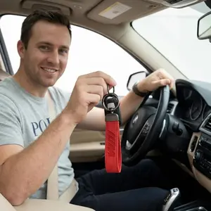 Premium Suede Car Key Fob for Men — High-End Automotive Key Ring with Horseshoe Clasp — Motorcycle Key Chain & Waist Clip — Creative Car Accessory