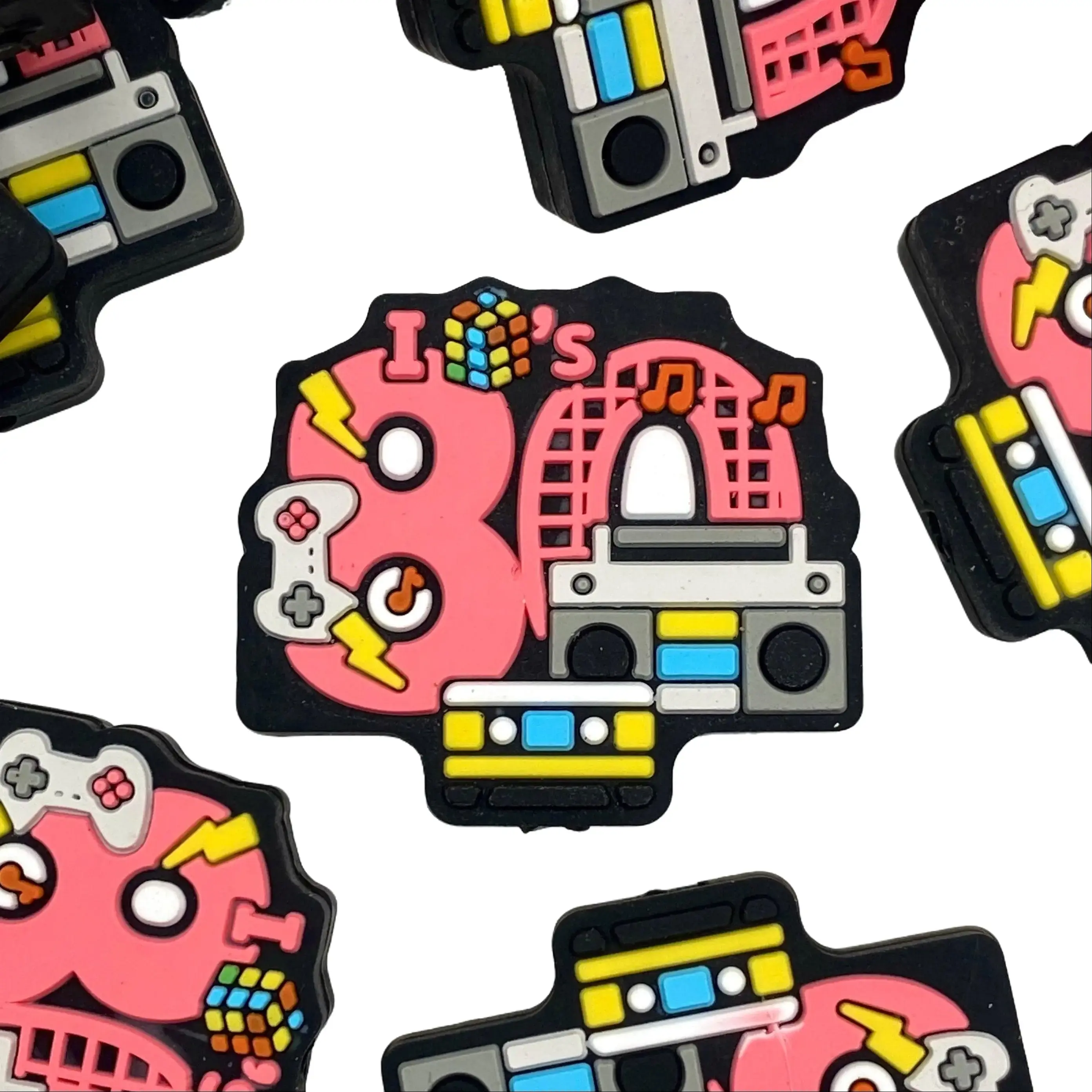 1pc 80's Music Silicone Focal Beads - 1980's Theme Music Craft for Beaded Pens Beadable Keychains Accessories