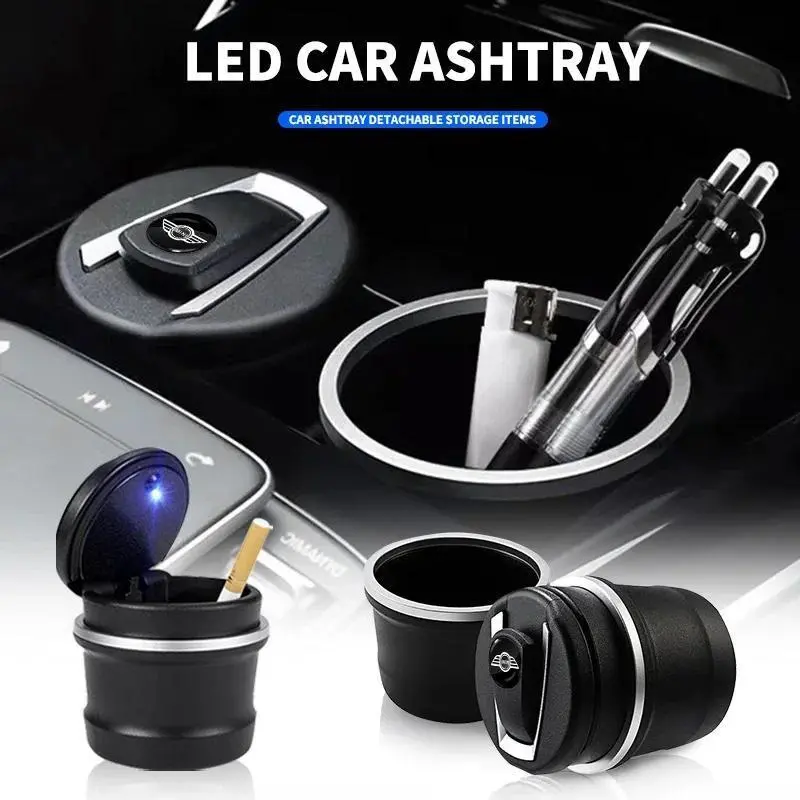 Portable LED Smoke Car Ashtray Ashbox Cup Auto Indicator Ashtray for BMW MINI WORKS One Cooper JCW R60 R59 R58 R57 R56 R55