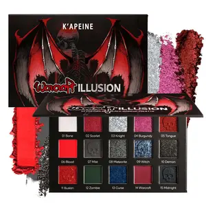 Red black Eyeshadow Palette, Goth Red Eye Shadow Halloween Makeup | Black Sliver Shimmer Glitter Eyeshadow Pallet, Burgundy Smokey Mattlic Cream Matte Eyesahdow, Shimmer Matte Eyeshadows for SFX Clown Vampire Christmas Looks