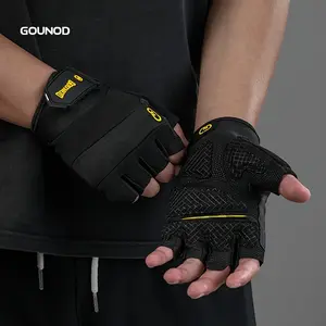 1Pair Weightlifting Breathable Non-slip Half Finger Gloves, Black, Durable, Hand Cycling Fitness Protective, Polyester (Polyester Fiber), Knit Fabric, with Buckle Closure, Hand Wash, for Universal Gym