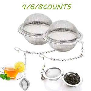 Stainless Steel Tea Ball Set, Ultra-Fine Mesh Filter with Chain Hook, Reusable Loose Leaf Tea Infuser, Tea Making Tool, Suitable for black tea/spices/seasonings/tea rooms/kitchens