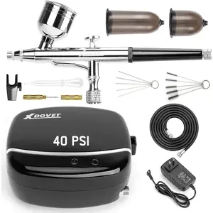 Upgraded 40PSI Airbrush Kit with Compressor Multi-Function Dual-Action Airbrush Set Ideal for Shoes Clothes Model Coloring Painting Tattoos Nail Design Art Drawing Cake Decoration