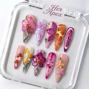 Her Apex Nails Flipped Handcrafted Press-On Nail Kit | Reusable, Salon-Quality, Long-Lasting, Glossy Beauty Products