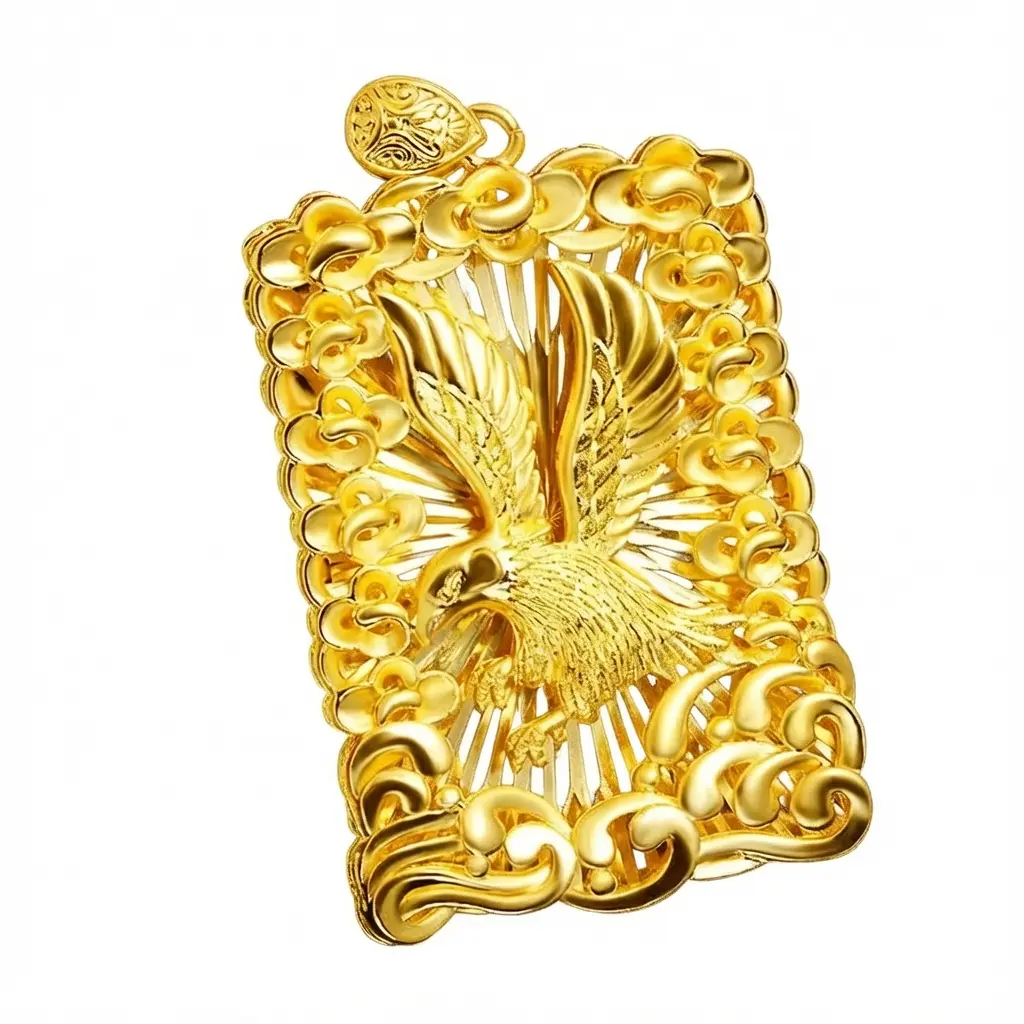 Hip-Hop Domineering Men's Eagle Square Pendant National Bird Eagle Necklace Pendant Factory Direct Sale Holiday Gift Unique Design Christmas Gift