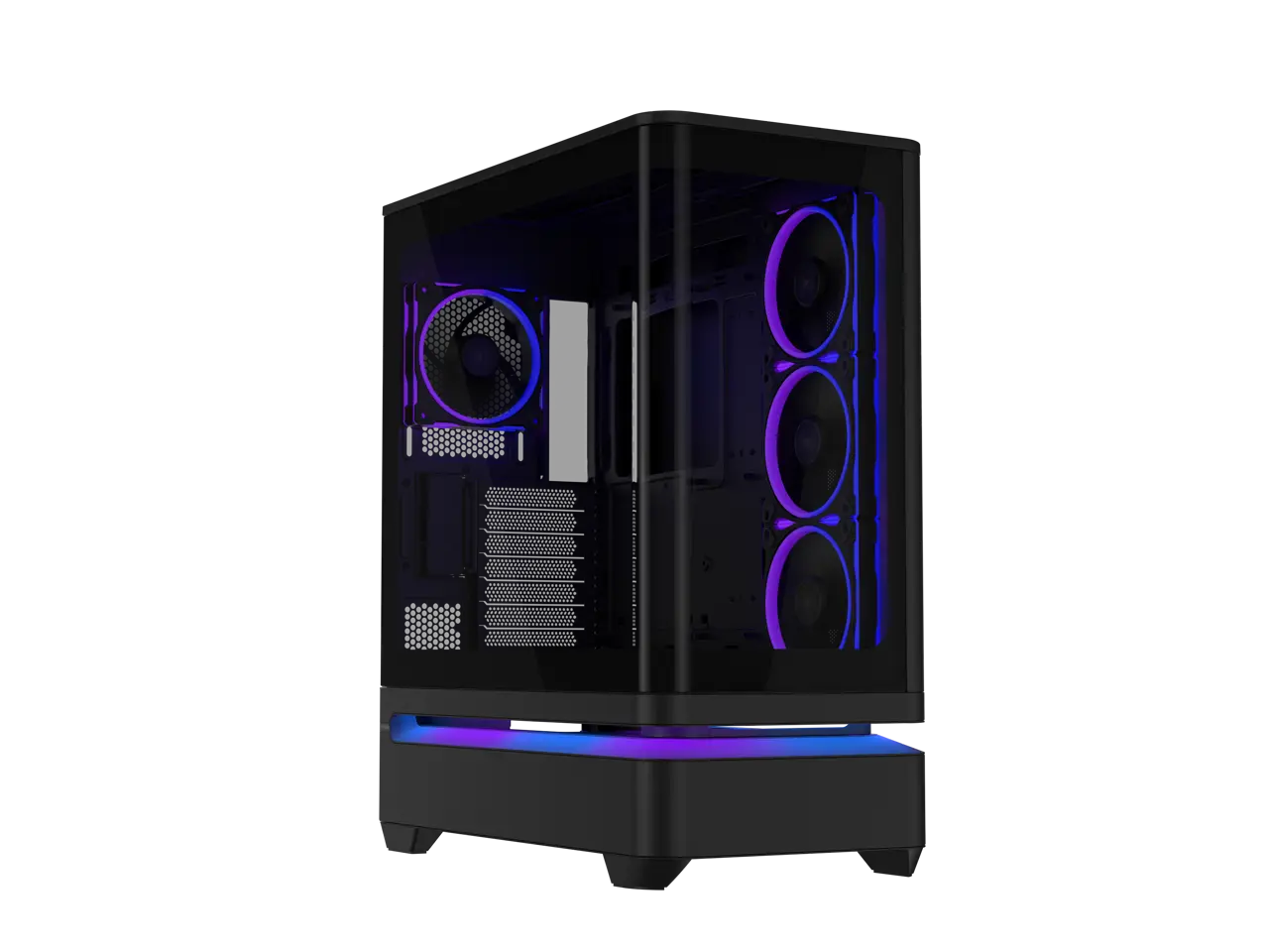ASUS Prime AP304 ARGB ATX PC Gaming Case Tempered Curved Glass; Four Built-in ARGB Fans; Supports Graphics Cards up to 420mm Long; 360mm-long Radiators, Black