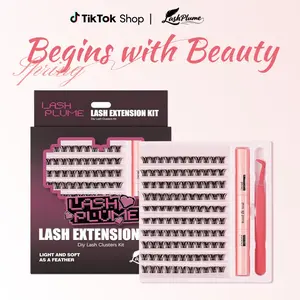 lashplume D Curl Lashes Kit - Flawless, Gentle, Smudge-Proof Waterproof, Super Soft Thin Band, Beginner-Friendly DIY Design for Natural Daily Glowup & Voluminous Makeup Look, Summervibes Outdoor Use