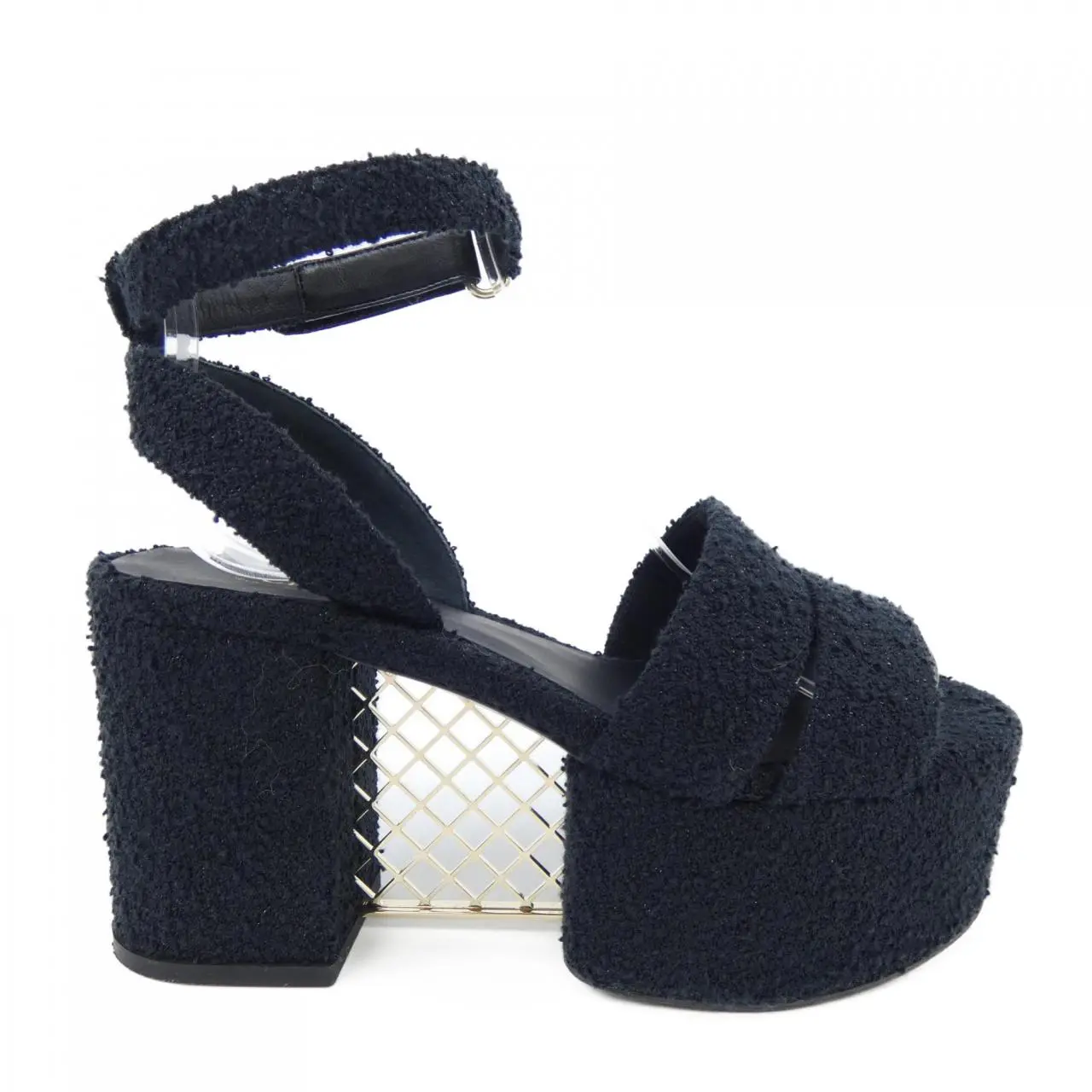 Pre-owned CHANEL Tweed Small Leather Goods G46430B20339 Cotton Sandals