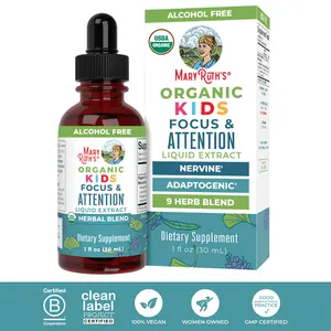 MaryRuth's Organic Kids Focus & Attention Drops - Adaptogenic - Nervine - Calming - 9 Herbal Blend - Vegan - Non-GMO - Gluten Free - 30 Servings
