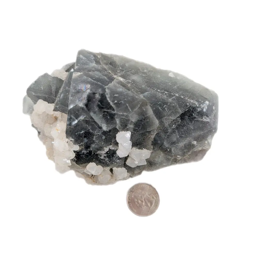Flourite Specimen with Quartz Crystals Growing on Outside - 830g All Natural - Great for any Crystal Collection